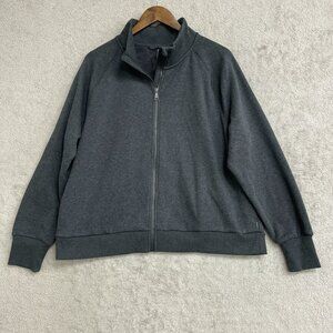 Mondetta Women's XL Gray Full-Zip Fleece-Lined Sweatshirt Charcoal M0081